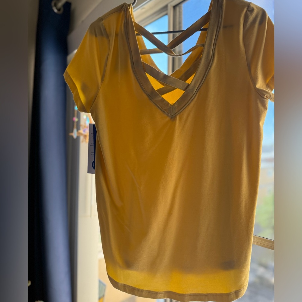 Threads 4 Thought Mustard Crisscross V-Neck Tee